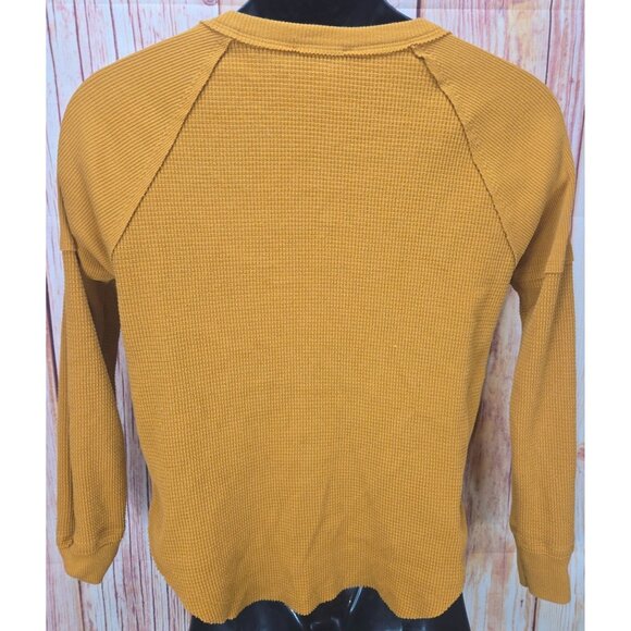Forever 21 Womens Yellow Waffle Knit Sweater Small - Picture 2 of 6